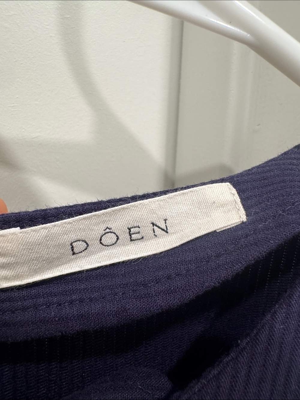 Doen Minore Ruffled Broderie Anglaise-trimmed Ribbed Cotton Navy Mini Dress - Picture 3 of 5